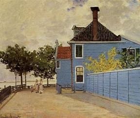 Het blauwe huis in Zaandam, geschilderd door Claude Monet